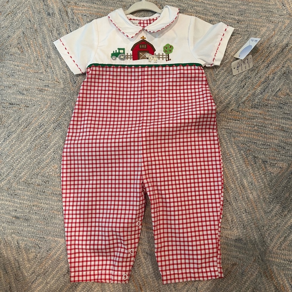 Petit Ami farmer pant onsie 12 month NWT